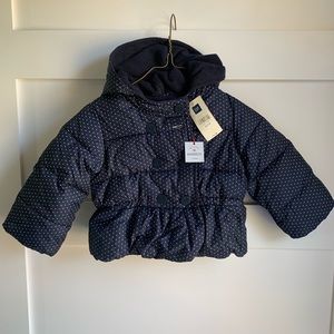 GAP | NWT Navy Polka Dot Puffer Fleece Lined 18-24